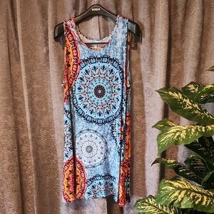 Colorful Mandala Print Midi Dress